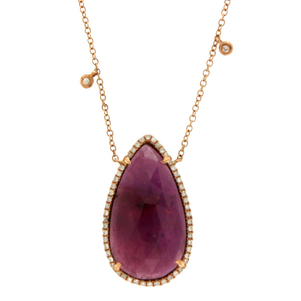 Luxo Jewelry Ruby Diamonds Rose Gold Necklace